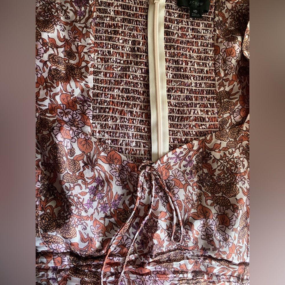 J. Crew  Sweetheart Midi Dress 3/4 Sleeve Floral Pink Stretch Sz 10 - Picture 7 of 14
